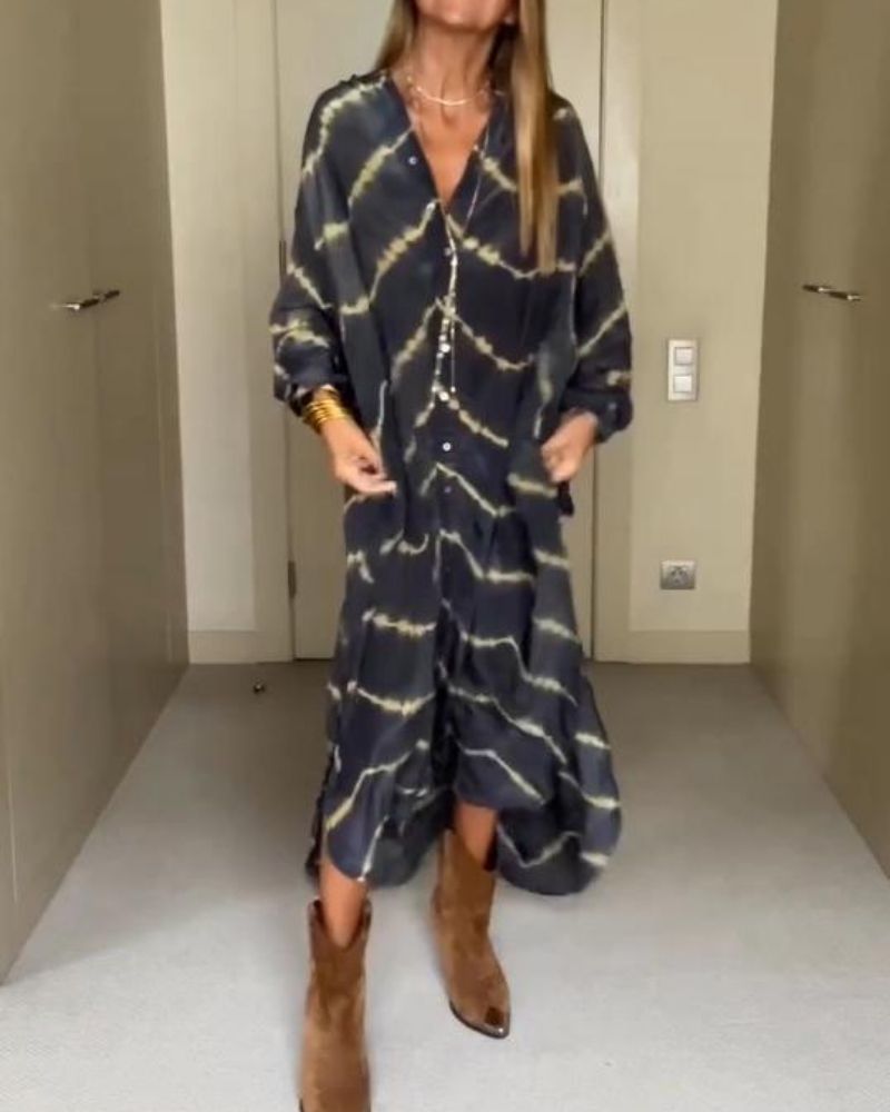 ELENOR™ - BOHO PRUHOVANÉ MAXI ŠATY