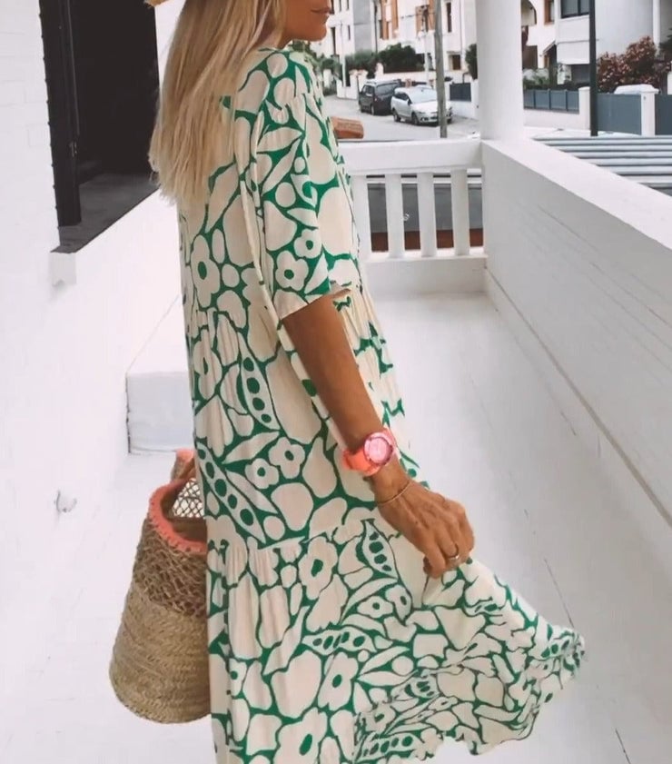 PAOLA™ - ELEGANTNÍ MIDI ŠATY S V-VÝSTŘIHEM