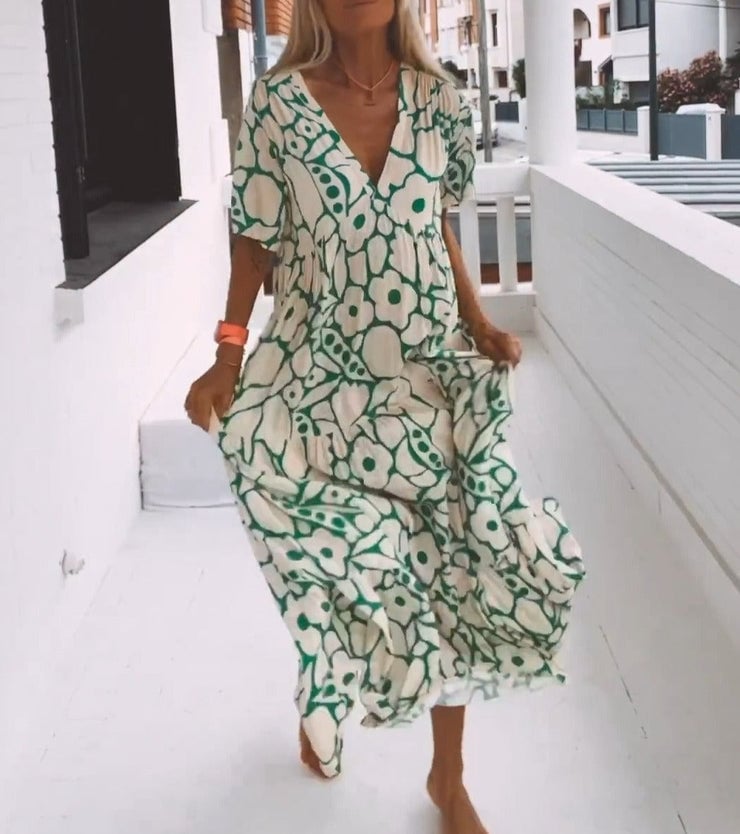 PAOLA™ - ELEGANTNÍ MIDI ŠATY S V-VÝSTŘIHEM