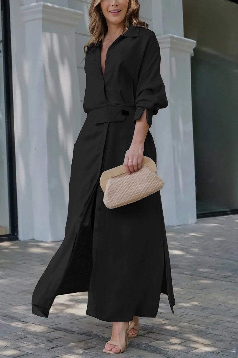 Praga Noire| Maxidress z lnu
