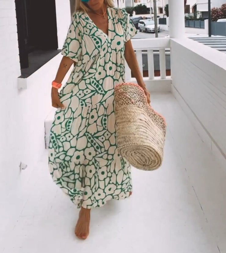PAOLA™ - ELEGANTNÍ MIDI ŠATY S V-VÝSTŘIHEM